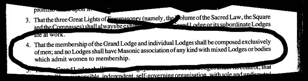 Grand Lodge of Masons excludes women